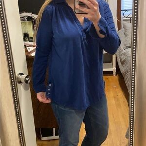 J Jill Button Detail V Neck Tunic Top